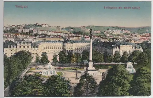 (87993) AK Stuttgart, Schlossplatz mit neuem Schloss, vor 1945