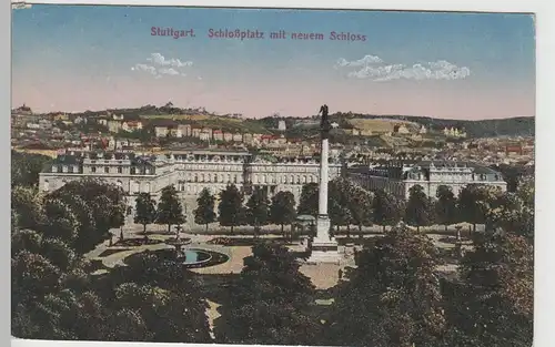 (79677) AK Stuttgart, Schlossplatz mit neuem Schloss, 1919