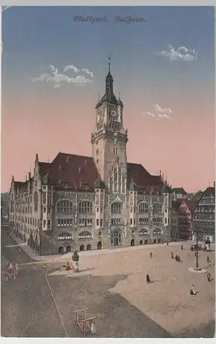 (77036) AK Stuttgart, Rathaus, 1916