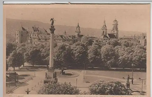 (66288) AK Stuttgart, Schlossplatz m. Stiftskirche, aus Leporello vor 1945