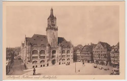 (50716) AK Stuttgart, Rathaus u. Marktplatz, vor 1945