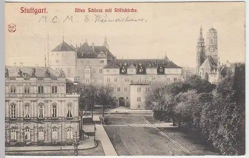 (39475) AK Stuttgart, Altes Schloss mit Stiftskirche 1905