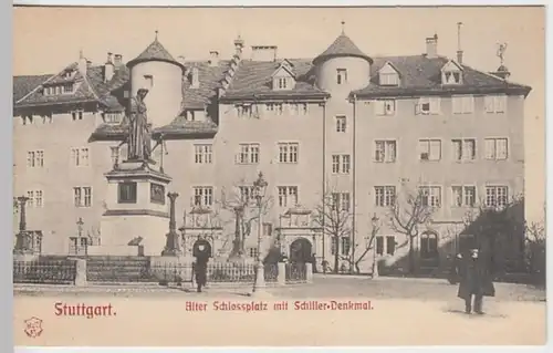 (21020) AK Stuttgart, Alter Schlossplatz, Schillerdenkmal, 1905