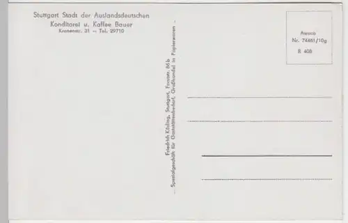 (14943) AK Stuttgart, Konditorei und Cafe Bauer 1936-45