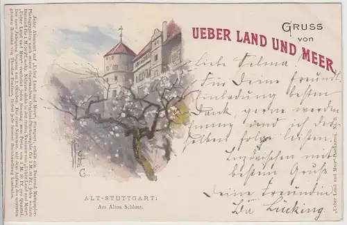 (114629) AK Stuttgart, am Alten Schloss, aus Serie >Über Land und Meer< 1899
