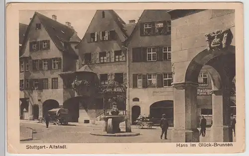 (114494) AK Stuttgart, Altstadt, Hans im Glück Brunnen 1922
