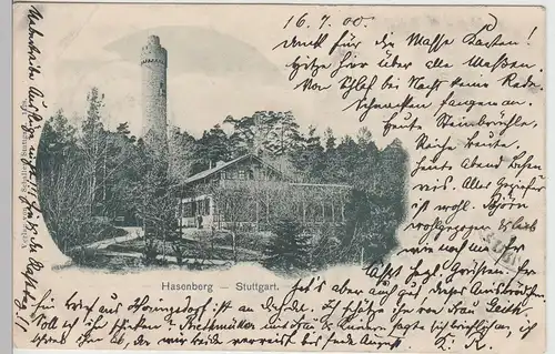 (113460) AK Stuttgart, Hasenberg, Hasenbergturm, Jägerhaus 1900