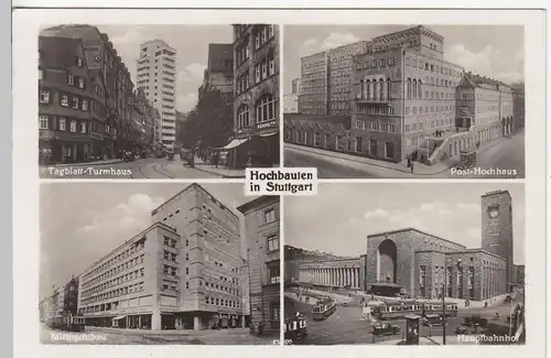 (113158) Foto AK Stuttgart, Tagblatt Turmhaus, Mittnachtbau, Post Hochhaus 1935