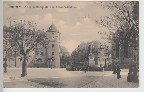 (108719) AK Stuttgart, Alter Schlossplatz, Schillerdenkmal 1905