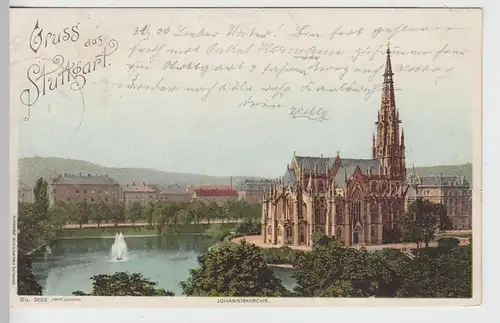 (105730) AK Gruss aus Stuttgart, Johanniskirche, 1900