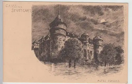 (105722) Künstler AK Gruss aus Stuttgart, Altes Schloss, vor 1905