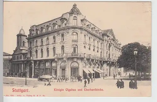 (101532) AK Stuttgart, Königin Olga-Bau u. Eberhardkirche, 1905