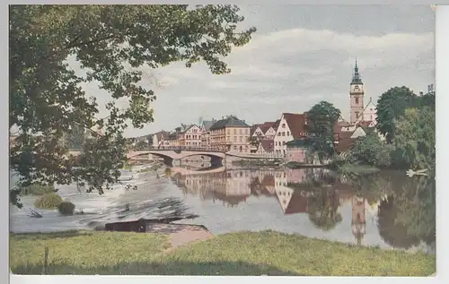 (101299) AK Stuttgart Cannstatt, Partie am Neckar, Stadtkirche 1920