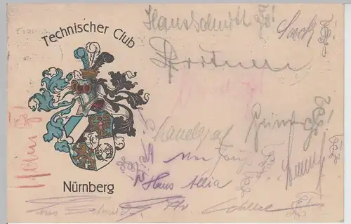 (112610) AK Burschenschaft Technischer Club Nürnberg, Studentika, Wappen 1920