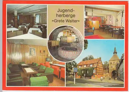 (96487) AK Stralsund, Mehrbildkarte Jugendherberge Grete Walter, 1982