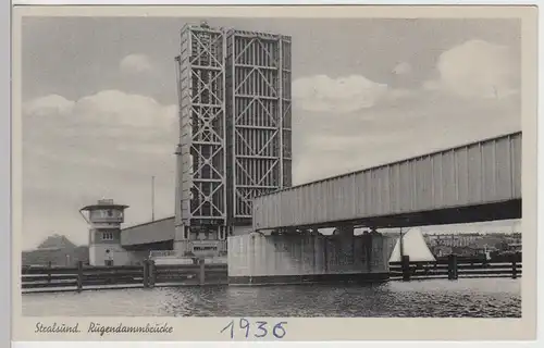 (88608) AK Stralsund, Rügendammbrücke 1949