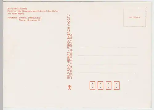 (60866) AK Stralsund, Mehrbildkarte 1989