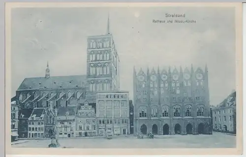 (109911) AK Stralsund, Kirche St. Nikolai, Rathaus 1913