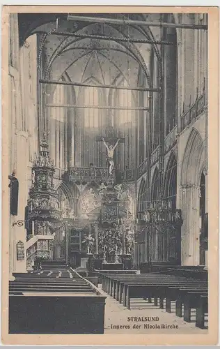 (105950) AK Stralsund, Nikolaikirche, Inneres, vor 1945