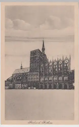 (103706) AK Stralsund, Rathaus, Nikolaikirche, vor 1945