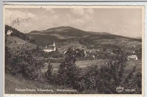 (35501) Foto AK Schwanberg, Weststeiermark, Panorama, 1939