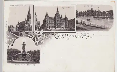 (114660) AK Gruss aus Graz, Mehrbild Litho vor 1905