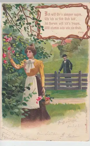 (98473) AK Liebespaar m. Spruch "Ich will Dir's nimmer sagen" 1901