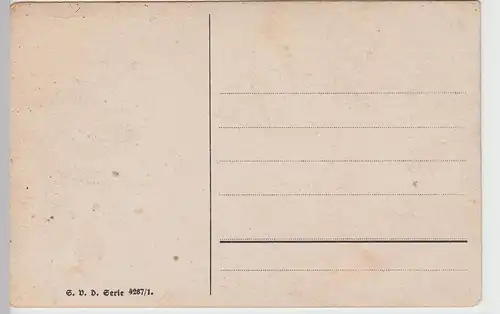 (97095) AK Junge m. Gänse a. Straße, m. Spruch -Leben ohne Sorg-, vor 1945