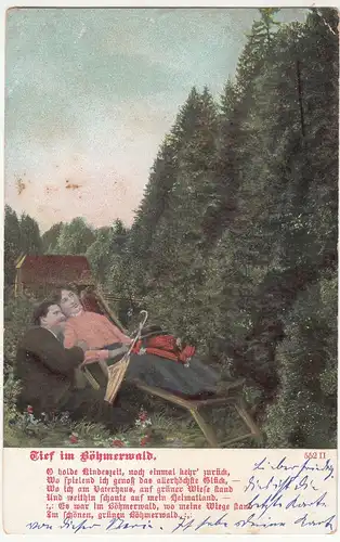 (114332) AK Tief im Böhmerwald, O holde Kindeszeit 1905