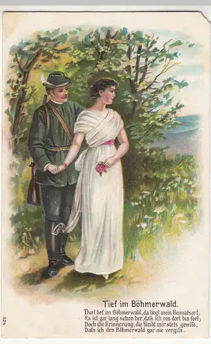 (114328) Künstler AK Dort tief im Böhmerwald, da liegt mein Heimatort, vor 1945