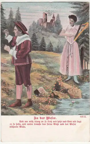 (114315) AK An der Weser, Und um mich klang es so froh und hehr, vor 1945