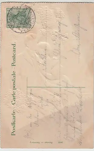 (114307) AK Liebespaar >Der Frühling sang in lauer Nacht< Prägekarte 1908