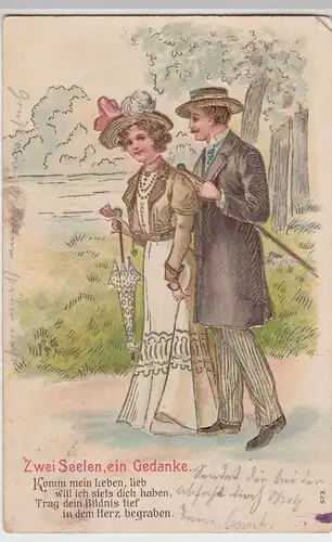 (114192) AK Liebespaar >Zwei Seelen, ein Gedanke...