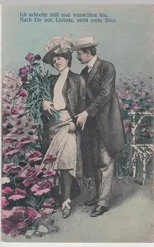 (114191) AK Liebespaar, Spruch >Ich schreite still u. wunschlos hin...< 1906