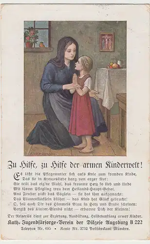 (107136) Künstler AK Zu Hilfe der armen Kinderwelt, Kathol. Jugenfürsorge, Diöze