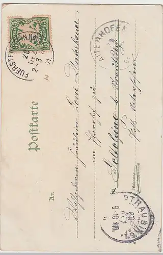 (107133) Künstler AK Gruß aus, Wohl alle guten Dinge, Schwäne, Klee, Birken 1901