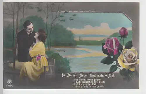 (105539) Foto AK Liebespaar "In Deinen Augen liegt das Glück", coloriert 1925