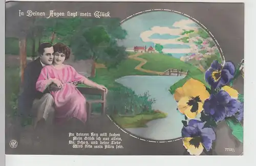 (105538) Foto AK Liebespaar "In Deinen Augen liegt das Glück", coloriert 1925