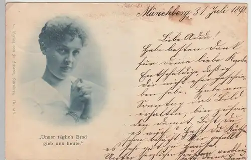 (105536) AK Frau betet "Unser täglich Brod gieb uns heute", 1898