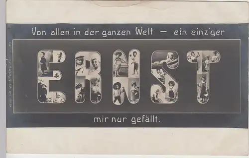 (105529) Foto AK Kinder im Schriftzug "Ernst" - ein einziger mir nur gefällt - u