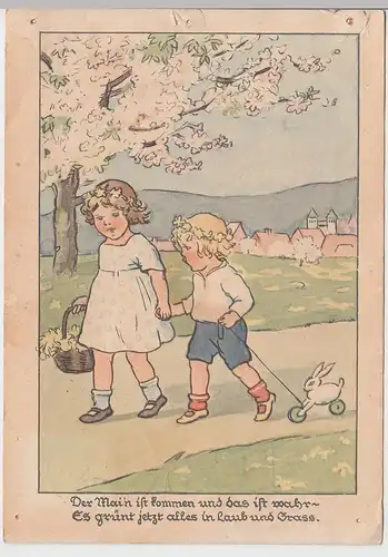 (100461) Künstler AK Der Mai'n ist kommen und das ist wahr, Kinder, Baumblüte 19