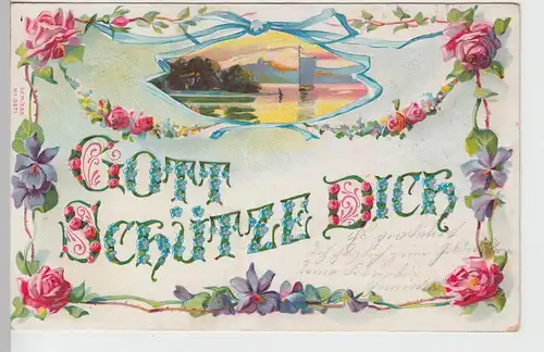 (100241) Künstler AK Gott schütze Dich, Prägekarte, bis 1905