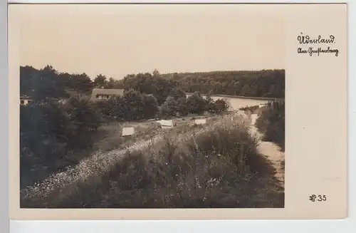 (97625) Foto AK Üderland, am Ginsterberg, Zelte, Wasser, Wald, vor 1945