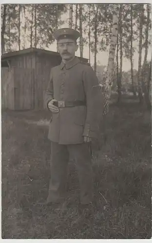 (80371) Foto AK 1.WK Soldat, Porträt im Freien, Illkirch im Elsass 1914