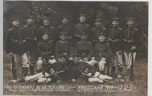(77772) Foto AK 1. WK, Soldaten, 1. Korporal Rekr. Depot Döbeln 1915
