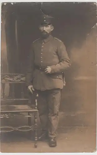 (75795) orig. Foto Porträt 1.WK Soldat, Atelier Stade u. Altkloster 1914-18