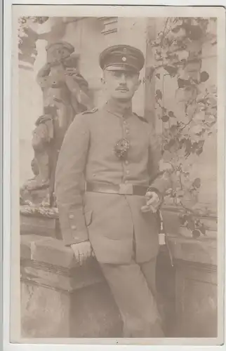 (70983) Foto AK Porträt 1.WK Soldat mit Brille, Feldpost 1917
