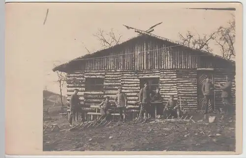 (57402) orig. Foto 1. WK, Soldaten vor Blockhaus 1914-18