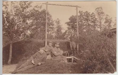 (46269) orig. Foto 1.WK Soldaten im Felde a.e. Konstruktion, 1914-18