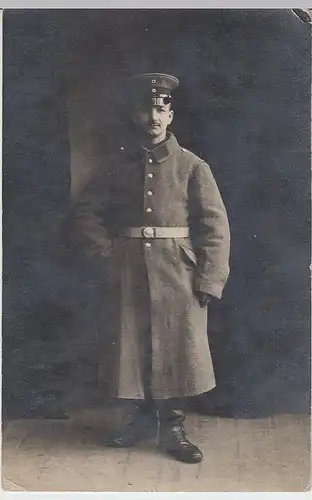 (40206) orig. Foto 1.WK Soldat m. Mantel, 1914-18